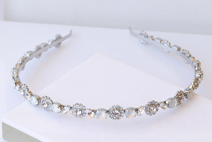 BRIDAL TIARA, Crystal Bridal Headband, Rebeka hair accessories, Bridal Hair Piece, White Opal Bridal Headband,Hairband Wedding,Bride Gift