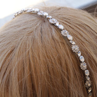 BRIDAL TIARA, Crystal Bridal Headband, Rebeka hair accessories, Bridal Hair Piece, White Opal Bridal Headband,Hairband Wedding,Bride Gift