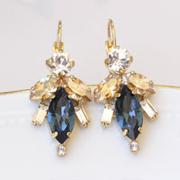 BLUE NAVY EARRINGS, Navy Blue Bridal Earrings, Blue Rose Gold White Opal Earrings, Bridesmaid Drop Earrings, Colorful Rebeka Brides Gift