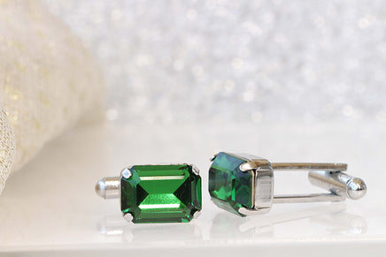 EMERALD CUFFLINKS, Green Cufflinks, Groom Cufflinks, best man cufflinks, Fancy Cuff Links, Rebeka Cufflinks, Father Of The Bride Cufflink