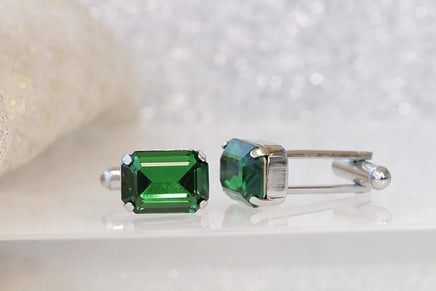 EMERALD CUFFLINKS, Green Cufflinks, Groom Cufflinks, best man cufflinks, Fancy Cuff Links, Rebeka Cufflinks, Father Of The Bride Cufflink