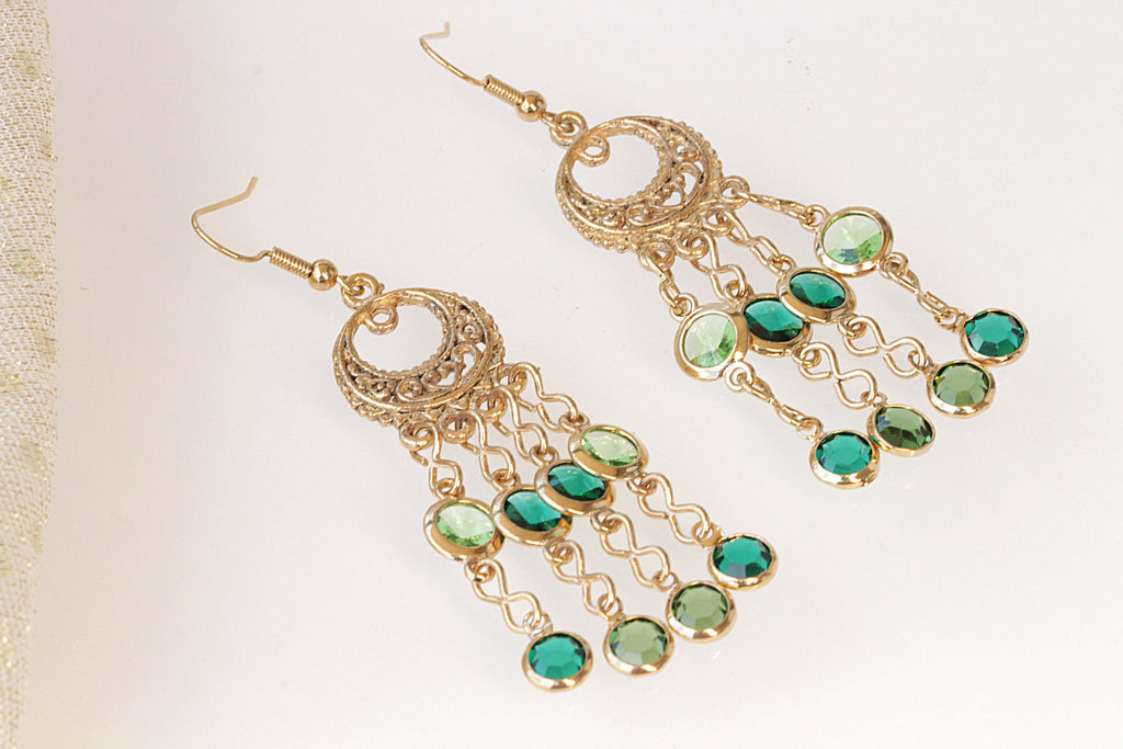 Emerald Fringes Earrings