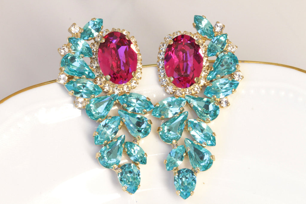 Pink Blue Glass Shell Earrings – Rosa Perlina
