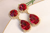 RUBY CHANDELIER EARRINGS, Gift for Wife, Bohemian Bridal Earrings, Red Rebeka Earrings, Red Dangle Bridesmaid Earrings, Anniversary Gift