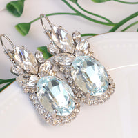 AQUAMARINE EARRINGS, Rebeka Crystal Earrings, Bridal Light Blue Earrings, Azore Blue Earrings, Dangle Earrings, Wedding Elegant Earrings