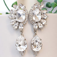 CRYSTAL CHANDELIER EARRINGS, Statement Bridal Earrings, Wedding Formal Jewelry, Bridal Long Earrings, Rebeka earrings, Cluster Dangles