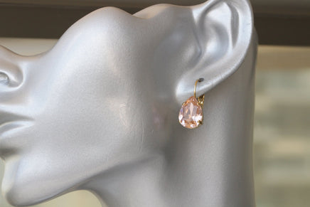 BLUSH MORGANITE EARRINGS, Teardrop Wedding Earring, Bridal Simple Earrings, Light Pink Drop Earrings, Gold Pink Earrings,Gift For Bridesmaid