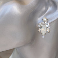 PEARL WEDDING EARRINGS, Rebeka Bridal Earrings, White Opal Bridesmaid Earrings, Bridesmaid Stud Earrings, Custom Personality Jewelry