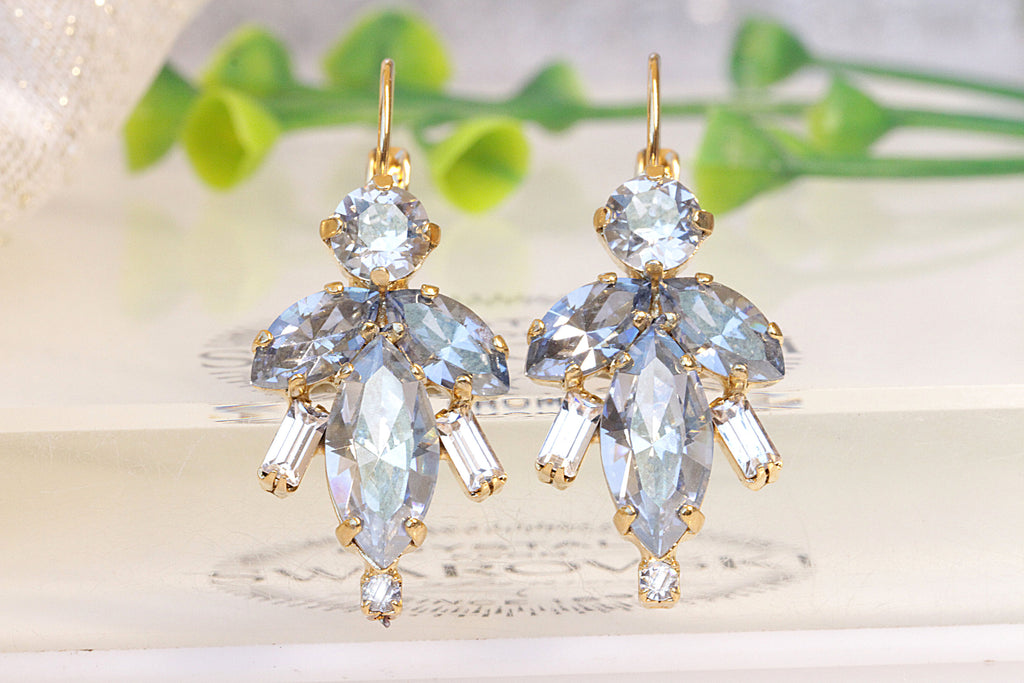 Dusty Blue Wedding Earrings Silver