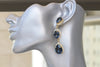 BLUE EARRINGS, Rebeka Wedding Long Earrings, Navy Blue Chandelier Earrings, Bridal Blue Navy earrings, Blue Topaz Earrings For Woman Gift