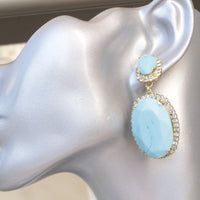 LIGHT TURQUOISE EARRINGS, Evening Earrings, Chandelier Blue Earrings, Something Blue For The Bride, Oversized Rebeka Earring,Gift For Her