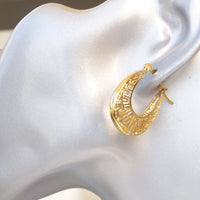 ROSE GOLD Hoops, Bohemian Jewelry, Bridal Earrings, Lunar Earrings, Hoop Filigree Earrings, Oriental Earrings,Boho Bridesmaid Set Of 5,6,7,8