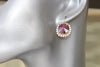 BURGUNDY EARRINGS, Rounded Earrings, Wedding Red Garnet Jewelry, Rebeka Crystals Earring, Bridesmaid Earrings Gift, Vintage Style Earring