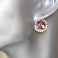 BURGUNDY EARRINGS, Rounded Earrings, Wedding Red Garnet Jewelry, Rebeka Crystals Earring, Bridesmaid Earrings Gift, Vintage Style Earring