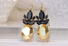 BLACK GOLD EARRINGS, Rebeka Crystal Earrings, Bridal Drop Earrings, Evening Statement Earrings, Jewelry For Woman Gift, Formal Earrings