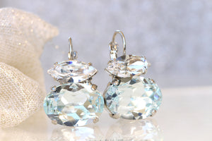 AQUAMARINE CRYSTAL EARRINGS, Rebeka Earrings, Light Blue Bridal Earrings, Pastel Bridesmaid Earrings, Wedding Simple Earrings,Gift Ideas