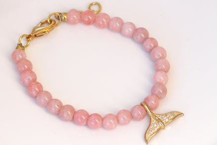 Rose Quartz Bracelet, Pink Gemstone Beaded Bracelet, Whale Tail Bracelets, Healing Bracelet, Girlfriend Gift, Rebeka Bridal , Best Friend