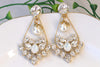 BRIDAL LONG Earring, Opal Rebeka Earrings, Beaded Pearl Earrings, Cluster Long Earrings,Wedding Earrings,Statement Earring,Dangle Earring
