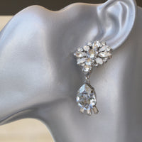 DUSTY BLUE Chandelier EARRINGS, Rebeka Earrings, White Opal Earrings, Teardrop Earrings, Blue Bridal Earring, Long Earrings For Bride,