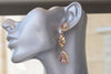 BLUSH PINK EARRINGS, Long Bridal Earrings, Wedding Rose Gold Women Jewelry, Bridal Chandeliers, Rebeka Oscar earrings, Light Pink Earring