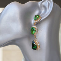 OLIVE GREEN EARRINGS, Rebeka Wedding Jewelry, Chandelier Earrings, Long Emerald earrings, Olivine Earrings, For Brides, Pistachio Green