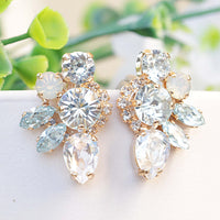 BRIDAL AQUAMARINE EARRINGS, Bridesmaid Blue Earring, Rebeka Opal Crystals Earrings,Aquamarine Studs ,Bride Gentle Earring,Wedding Jewelry