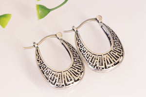 Antique Silver Hoops, Bohemian Jewelry, Bridal Earrings, Lunar Earrings, Hoop Filigree Earrings, Oriental Earrings,Boho Christmas Woman Gift