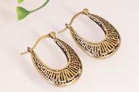 GOLD Hoops, Bohemian Jewelry, Bridal Hoop Earrings,Lunar Earrings, Moroccan Filigree Hoops, Oriental Earrings,Bridal Shower Gift,Gypsy Hoops