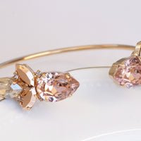 BLUSH ROSE Bracelet, bridesmaid jewelry gifts, Rebeka Bracelet, Bride Blush Pink Bracelet, Bridal Blush jewelry, Wedding Rose Gold Cuff
