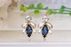 BLUE NAVY EARRINGS, Navy Blue Bridal Earrings, Blue Rose Gold White Opal Earrings, Bridesmaid Drop Earrings, Colorful Rebeka Brides Gift
