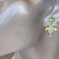 MINT WEDDING EARRINGS, Light Green Bridal Earrings, Mint Opal Earrings, Bridesmaid Studs Gift, Pastel Rebeka Earrings, Peridot Crystals