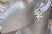 MINT WEDDING EARRINGS, Light Green Bridal Earrings, Mint Opal Earrings, Bridesmaid Studs Gift, Pastel Rebeka Earrings, Peridot Crystals