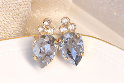 DUSTY BLUE Stud EARRINGS, Rebeka Post Earrings, Bridal Vintage Earrings, Minimalist Studs, Wedding Earrings, Bridal Blue Earrings, Xmas