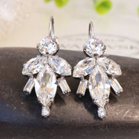 CRYSTAL WEDDING EARRINGS, Rebeka Bridal Earrings, Clear Bridesmaid Earrings, Bridesmaid Droplet, Clear Leverback Earrings, Custom Jewelry