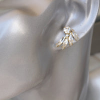 WHITE WEDDING STUDS, Rebeka Earrings, White Bridal Earrings, Small Cluster Earrings,Rose Gold Earrings, Clear Earrings, Medium Earrings