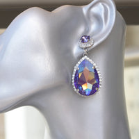 Formal Earrings For Mother of The Bride Teardrop Earrings, Purple Ab Crystal Earrings, AMETHYST Earrings,Statement Rebeka Evening Earring