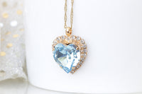 BLUE AQUAMARINE Heart Shaped Necklace, Rebeka Pendant, Valentine Jewelry, Bridesmaid Necklace, Pastel Necklace, Bridal Necklace, For Wife