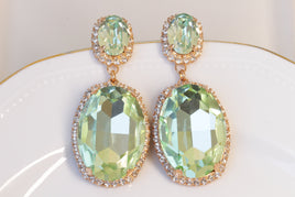 PERIDOT EARRINGS, Apple Green Earrings, Chandelier Earrings, Mother Of The Brides Earring, Oversized Rebeka Earrings,Woman Christmas Gift