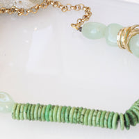GREEN AGATE NECKLACE, Row Stones Necklace, Beads Necklace,Beaded Long Necklace, Green Wood Necklace, Gold Green Necklace, Boho Woman Jewelry