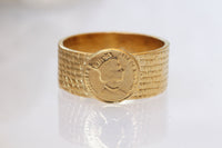 COIN RING, Ancient Coin Ring, Queen Elizabeth  Coin Jewelry, Textured Ring, Unisex Ring, Copy Coin Signet Ring for Women,Rings for Men Gift