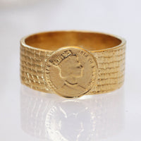 COIN RING, Ancient Coin Ring, Queen Elizabeth  Coin Jewelry, Textured Ring, Unisex Ring, Copy Coin Signet Ring for Women,Rings for Men Gift