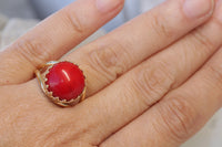 RED CORAL RING, Red Gemstone Ring, Gold Red Ring, Anniversary Ring, Real Coral ring, Women&#39;s Ring, Daily Purpose Ring,Birthstone Unique Ring