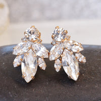 CRYSTAL BRIDAL Stud EARRINGS, Art Deco Wedding Earrings, Rebeka Bridal Earrings, Wedding Jewelry, Clear Crystal Cluster Studs,Bridesmaids