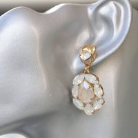 Bridal Champagne earrings, Gift For Her, White Opal Earrings, Nude Ivory Cream Long Rebeka Earring, Wedding Jewelry For Bride Chandeliers