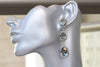 GRAY EARRINGS, Rebeka Wedding Long Earrings, Dark Antique Silver Chandelier Earrings, Bridal Black Diamond earrings,Woman Evening Jewelry