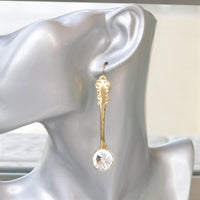 GOLD CLEAR EARRINGS, Bridal Crystal Earrings, Bridesmaid Rebeka Earrings, Spoon Leverback Earring, Spoon Jewelry Set, Unique Gift Ideas