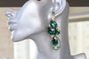 EMERALD CHANDELIER EARRINGS, Rebeka Statement Earrings For Evening, Wedding Oversized Dark Green Earrings, Bridal Long Earrings, Cocktail