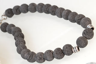 LAVA BEAD NECKLACE, Diffuser Necklace, Men's Necklace,Black Lava Cocker, Boho Necklace, Gemstone Necklace, Gift For Husband, Bold Necklace