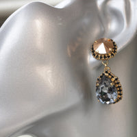 DARK GREY Chandelier Earrings, Rose Gold Black Rebeka Earrings, Gray Evening Chandelier Earrings, Cocktail Jewelry, Gray Dangle Earrings
