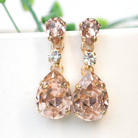 Bridal BLUSH earrings, Bridesmaid Blush Pink Earrings, Ice Pink Vintage Earrings, Plain Teardrop Earring,Rebeka Wedding Jewelry For Bride